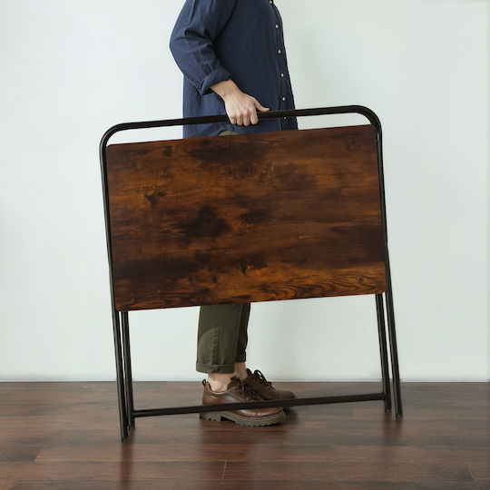 Mc127 B Folding Wooden Kitchen Table With Brown Metal Frame 50x80cm