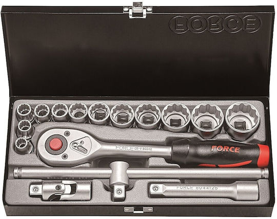 Force Ratschen- & Steckschlüssel-Sets 1\2" 16Stück