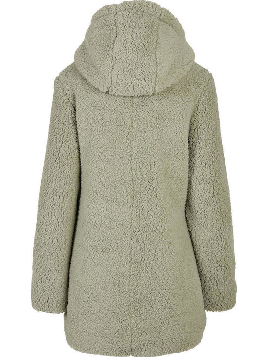 Sherpa Women's Soft Salvia Coat with Hood