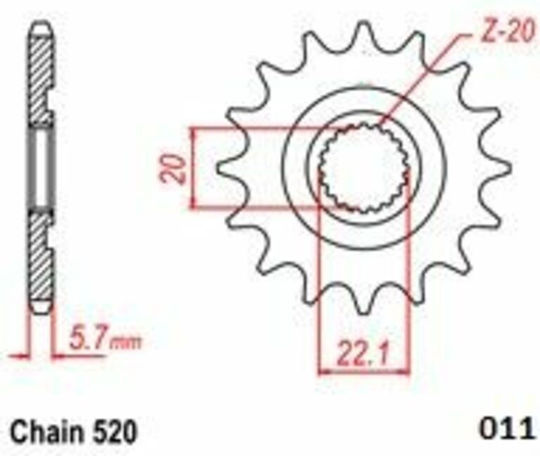 Moto Master Front Steel Sprocket 520 Raw 14 Teeth 610111114 Yamaha YZ 250 F 01-23