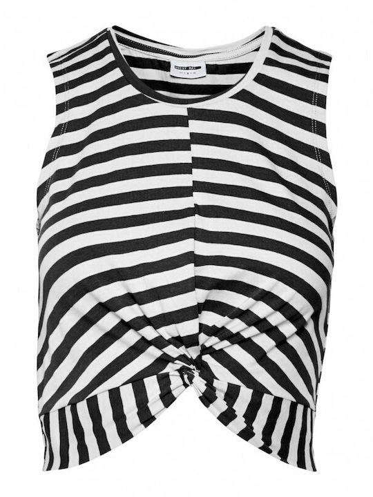 Damen Bluse Ärmellos Gestreift Black