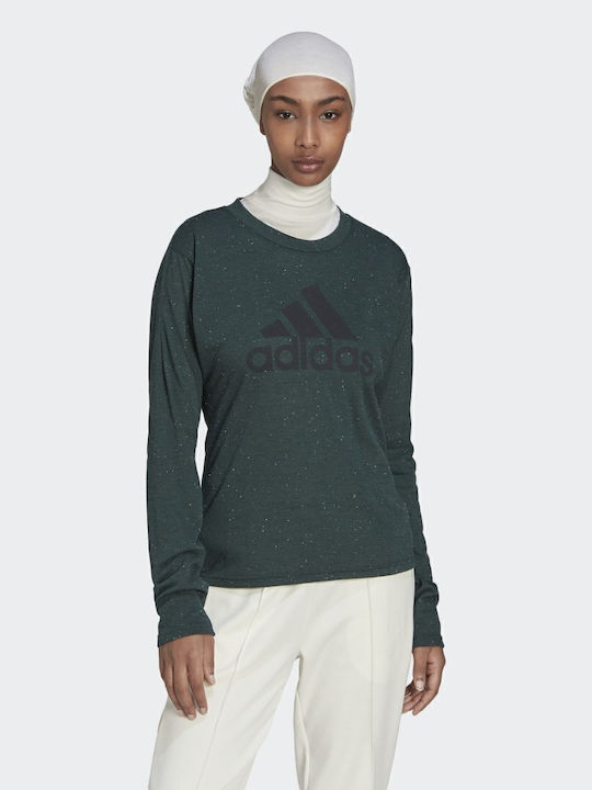 Women's Blouse Cotton Long Sleeve Shadow Green Mel