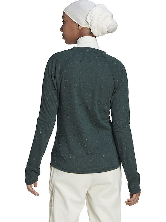 Women's Blouse Cotton Long Sleeve Shadow Green Mel