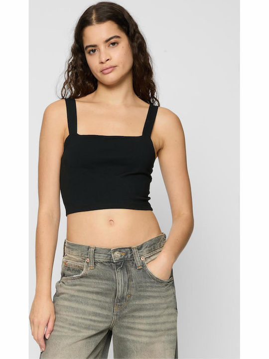 2 Pack Women's Summer Cotton Sleeveless Crop Top Black/White