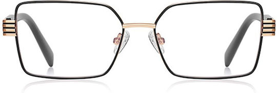 Techsuit Anti-Blue Light Glasses Reflex PC 3160 Women Rectangle Metal Frame AC Lens Black