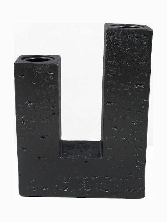 InTheBox FLUX Κηροπήγιο Πολυρητίνης σε Μαύρο Χρώμα 12x4x16εκ.