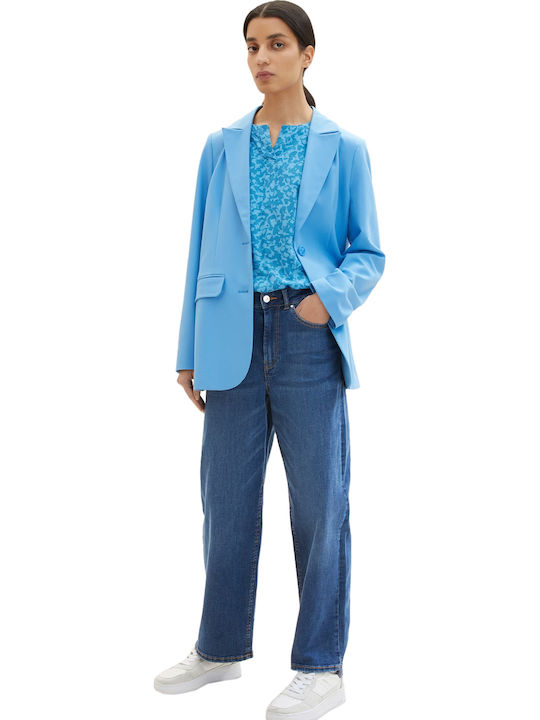 Women's Summer Blouse Sleeveless with V Neckline Light Blue