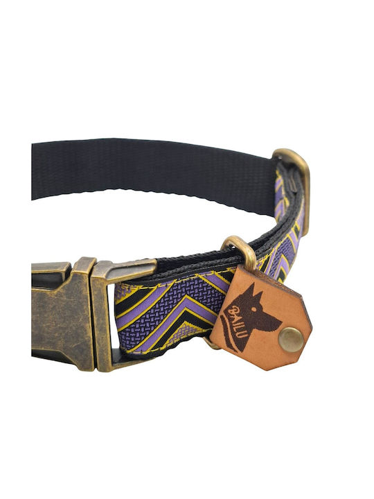 Dog Collar Chevron Urban Adjustable Fabric Collar Bailu L 39 63cm Width 2.5cm Purple-Yellow