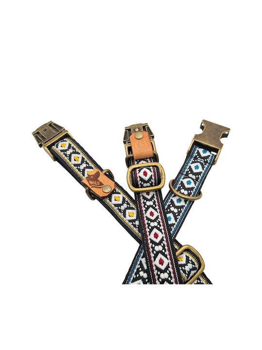 Dog Collar Tribal Urban Adjustable Fabric Collar Bailu S 28 44cm Width 2cm Light Blue