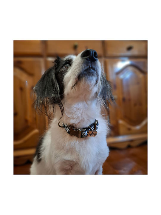 Dog Collar Tribal Urban Adjustable Fabric Collar Bailu S 28 44cm Width 2cm Light Blue
