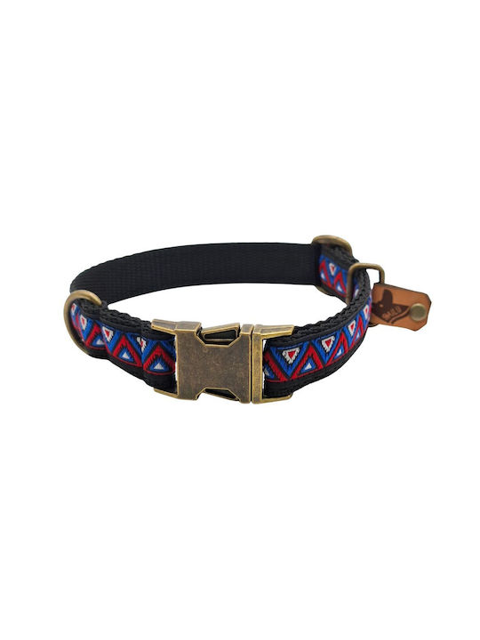 Dog Collar Kilim Urban Adjustable Fabric Collar Bailu M 32 52cm Width 2.5cm Orange-Turquoise
