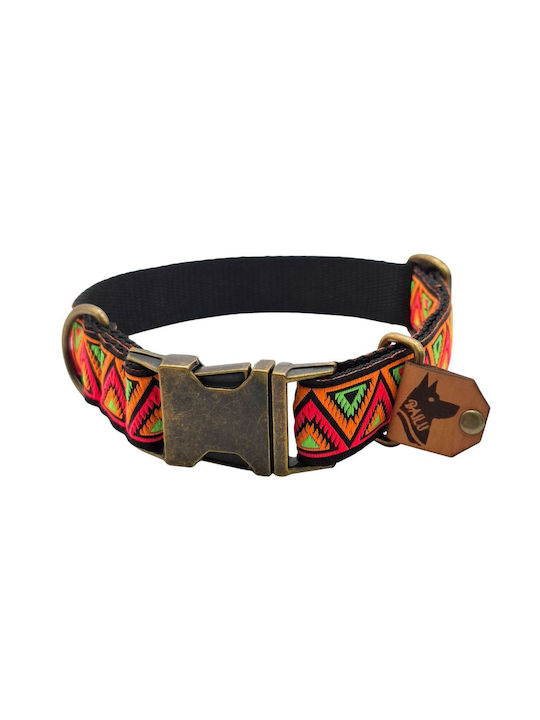 Dog Collar Kilim Urban Adjustable Fabric Collar Bailu M 32 52cm Width 2.5cm Orange-Turquoise