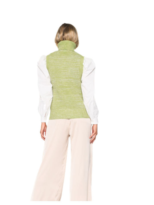 Bluza Damă Fără Mâneci Cu Guler Înalt Verde