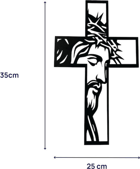 Metallic Cross Christ Depiction M55cm-x30cm Design-4