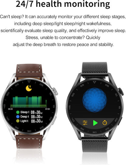 DT3 Smartwatch με Παλμογράφο (Μαύρο)