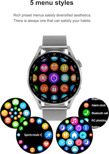 DT3 Smartwatch με Παλμογράφο (Μαύρο)