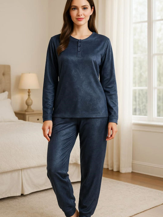 Caress Winter Damen Pyjama-Set Blue