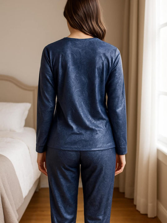 Caress Winter Damen Pyjama-Set Blue