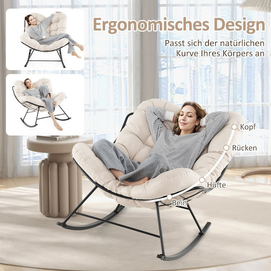 Schaukelstuhl Drehbar Beige 110x95x94cm