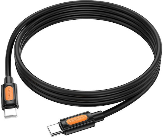 Borofone USB 2.0 Cable USB-C male - USB-C 60W PD Μαύρο 1m 52636