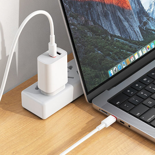 Borofone USB 2.0 Cable USB-C male - USB-C 60W Λευκό 1m tt101625