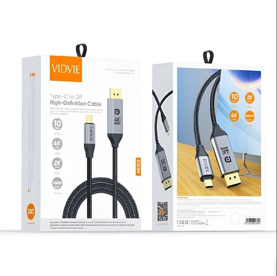 Vidvie Braided Video Cable USB-C male - DisplayPort Μαύρο 2m