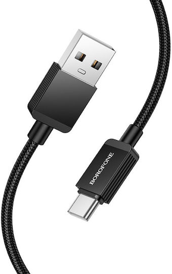 Borofone USB 2.0 Cable USB-C male - USB-A 18W Μαύρο 1m