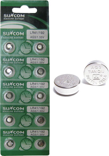AGC Suncom Alkaline Watch Batteries LR41 1.55V 10pcs