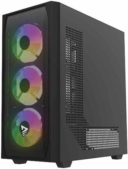 Savio Noctis Flow RGB Геймърско Midi Tower Компютърна Кутия със Страничен Прозорец Черна