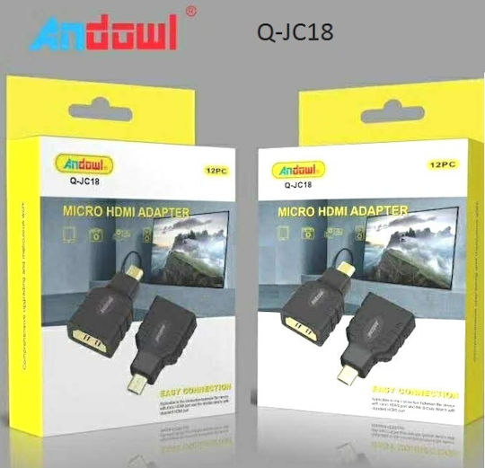 Andowl Q-jc18 Μετατροπέας micro HDMI male σε micro HDMI female 12τμχ