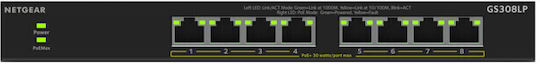 NetGear GS308LP Unmanaged L2 PoE+ Switch με 8 Θύρες Gigabit (1Gbps) Ethernet