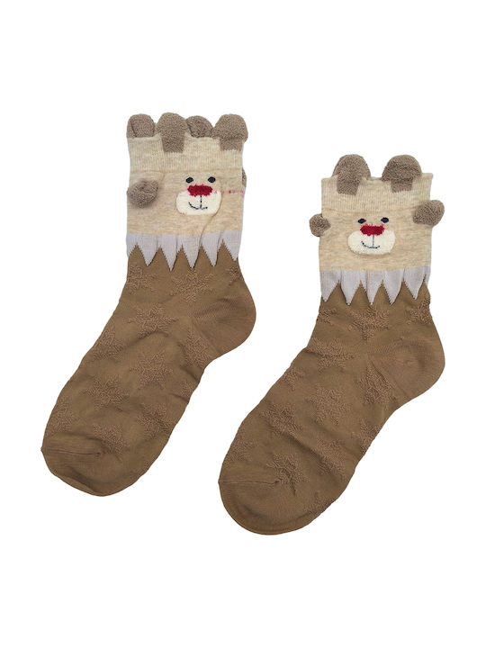 Gift-Me Women's Christmas Socks Beige
