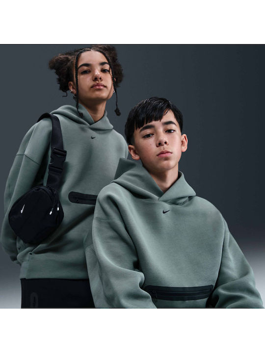 Fleece Kinder-Sweatshirt mit Kapuze Clay Grau Tech