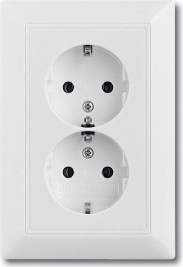 Abb Basic55 Διπλή Χωνευτή Πρίζα Ρεύματος Λευκή