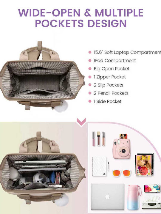 Lovevook Wasserdicht Tasche Rucksack für Laptop 15.6" in Beige Farbe MB2119