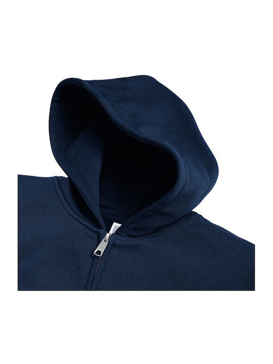 Kids Cardigan Sweatshirt Cotton with Hood Navy Blue