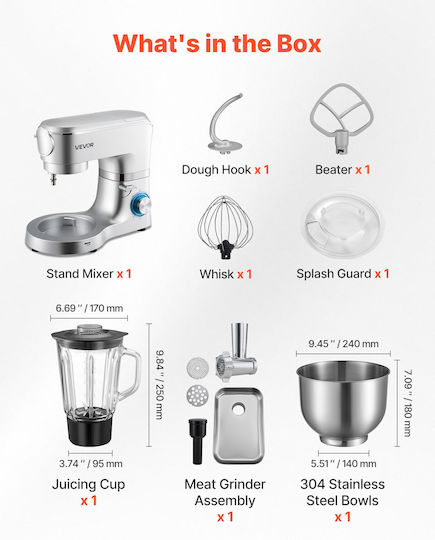Vevor Profesional Amestecător cu Vas 6lt 1500W