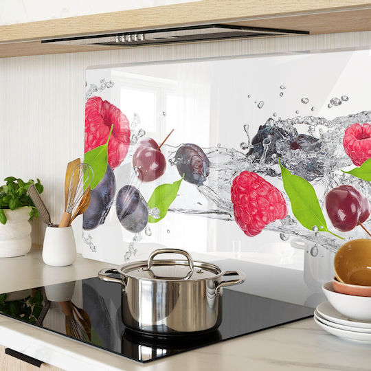 Placă De Bucătărie Din Sticlă De Înaltă Rezistență Sticlă Temperată Fructe Apă 80x52 Cm