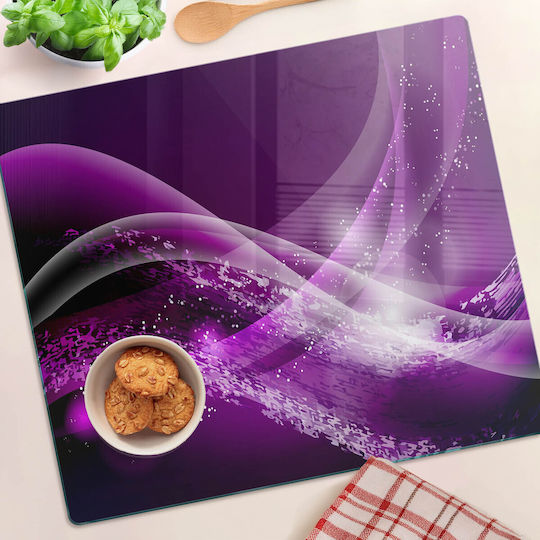 Protective Counter Cover Tempered Glass Abstract Wave 60x52 Cm