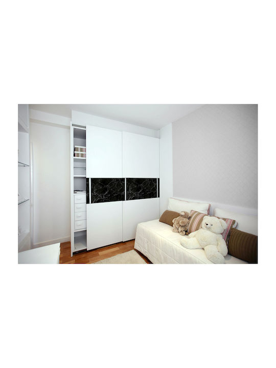 Autocolant Decorativ Mat pentru Mobilier de Casă Marmură Negru-Alb 100x50 Cm