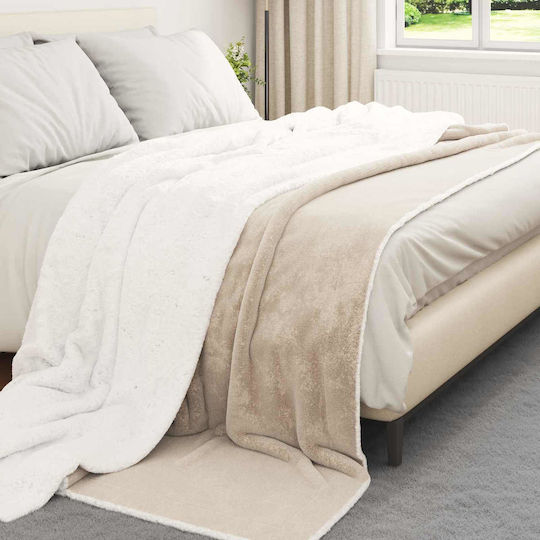 vidaXL Κουβέρτα Fleece Υπέρδιπλη 220x240εκ. Μπεζ