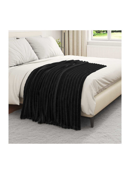 vidaXL Fleece Decke Einzeln 150x130 cm Schwarz