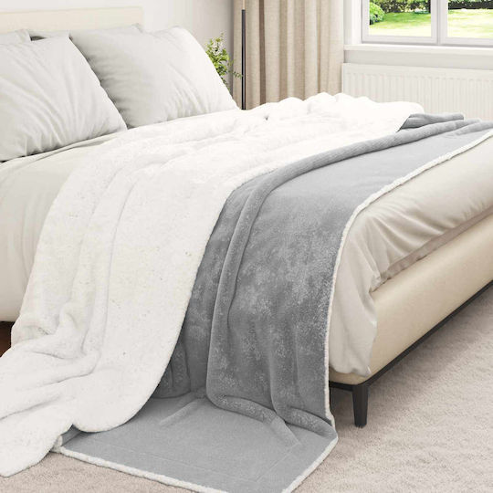 vidaXL Fleece Blanket Super King 240x270cm Grey