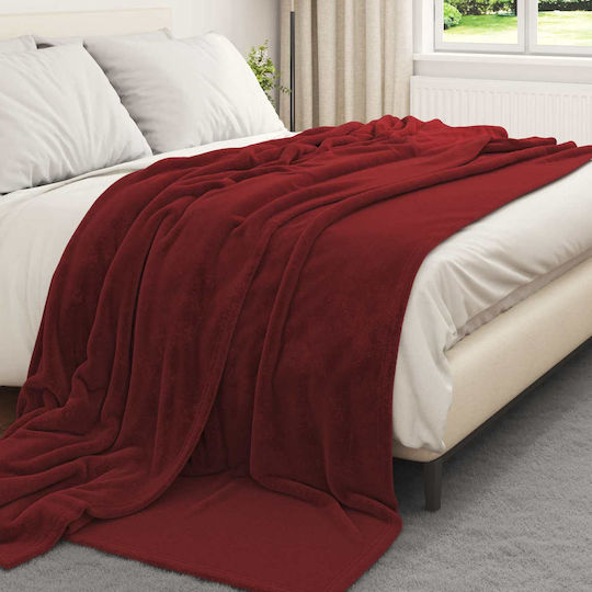 vidaXL Fleece Blanket Double 220x240cm Verdean Red