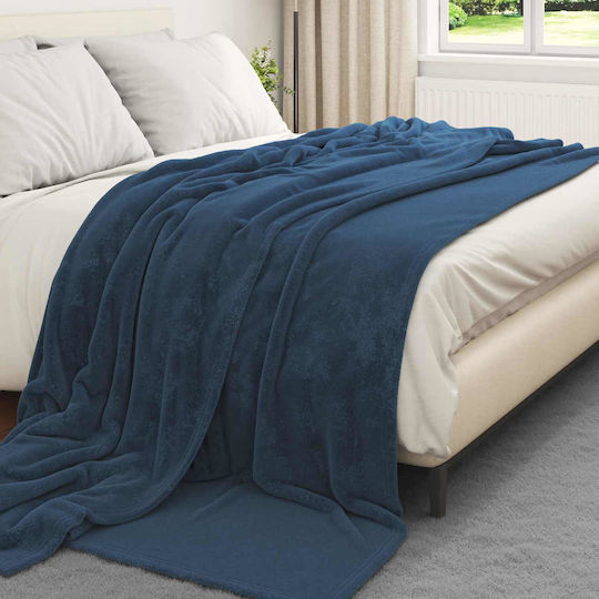 vidaXL Fleecedecke Übergröße 220x240cm Dunkelblau