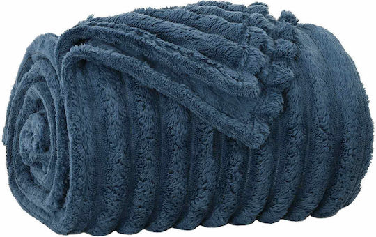 vidaXL Fleece Blanket King Size 270x240cm Dark Blue