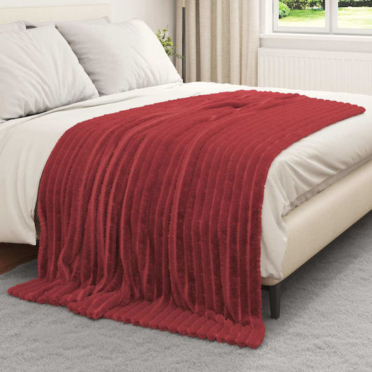 vidaXL Κουβέρτα Fleece Διπλή 200x150εκ. Βεραμάν, Κόκκινο