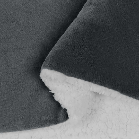vidaXL Κουβέρτα Fleece Μονή 150x200εκ. Σκούρο Γκρι