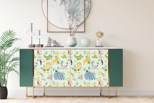 Autocolant Mat Decorațiune Protecție Mobilier Casă Animale Africane 100x50 Cm