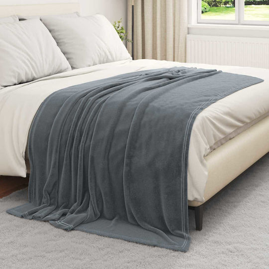 vidaXL Fleece Blanket Single 150x200cm Dark Grey